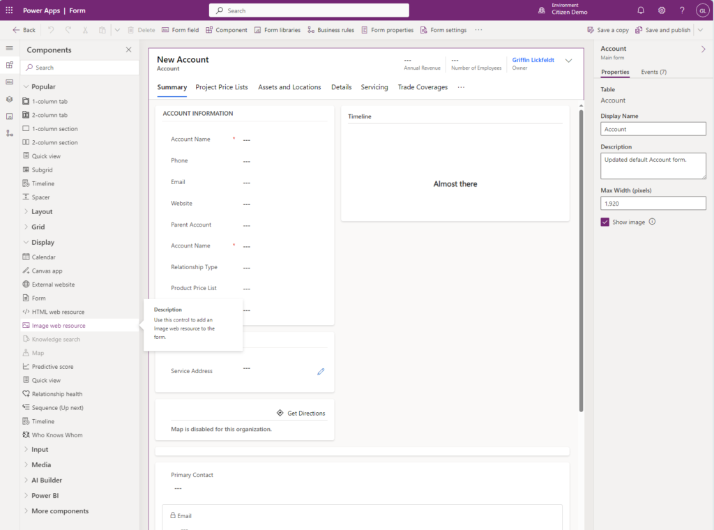 Image control in power apps maker portal